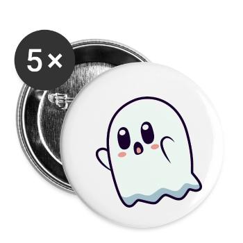 süßes Gespenst auf der Jagd - Buttons klein 25 mm (5er Pack) - Weiß - Vorne