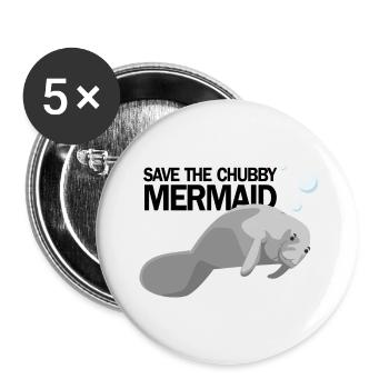 SAUVEZ LA SIRÈNE POTELÉE ALIAS LAMANTIN - Lot de 5 petits badges (25 mm) - blanc - Devant