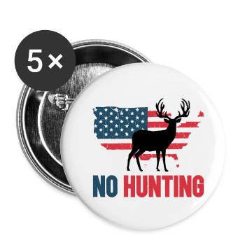 Anti chasse No hunting USA - Lot de 5 petits badges (25 mm) - blanc - Devant