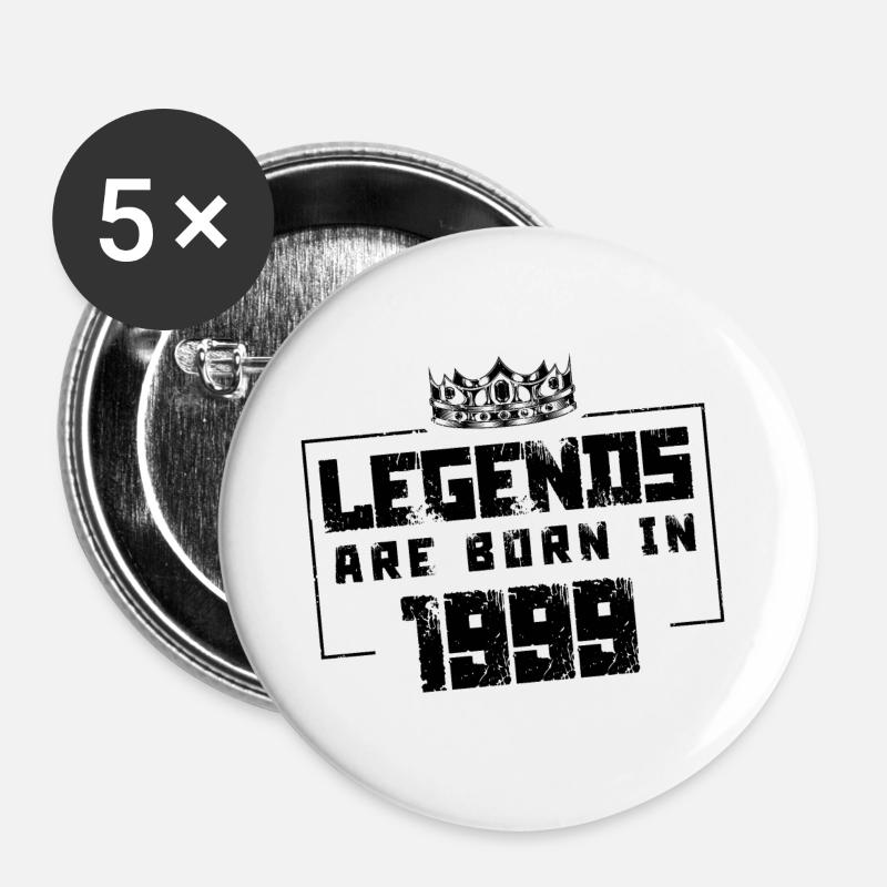1999 legends born in - Buttons klein 25 mm (5er Pack) - Weiß