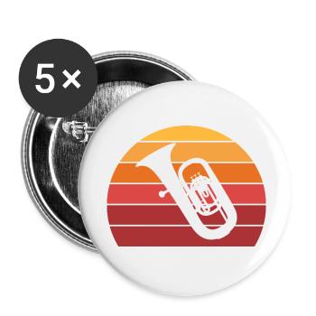 Tuba Vintage Sunset Brass Band Brass Instrument - Buttons small 1''/25 mm (5-pack) - white - Front
