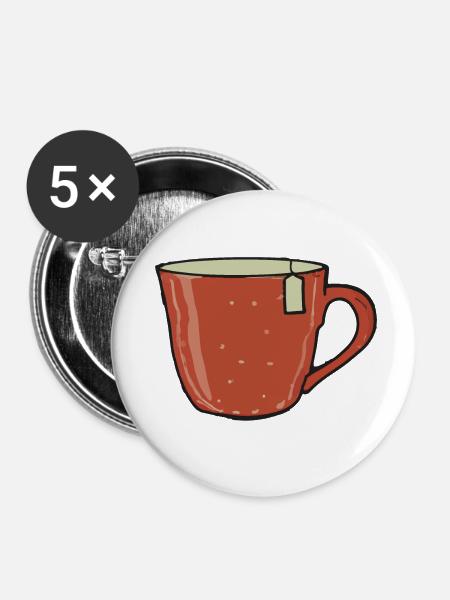 Tee Tasse Teetrinker Geschenkidee - Buttons klein 25 mm (5er Pack) - Weiß