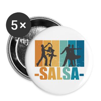 Salsa Vintage Dancer Retro Dancing Cadeau - Lot de 5 petits badges (25 mm) - blanc - Devant