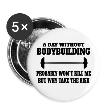 Bodybuilder Fitness Sport Muscle Strength Training - Buttons small 1''/25 mm (5-pack) - white - Front