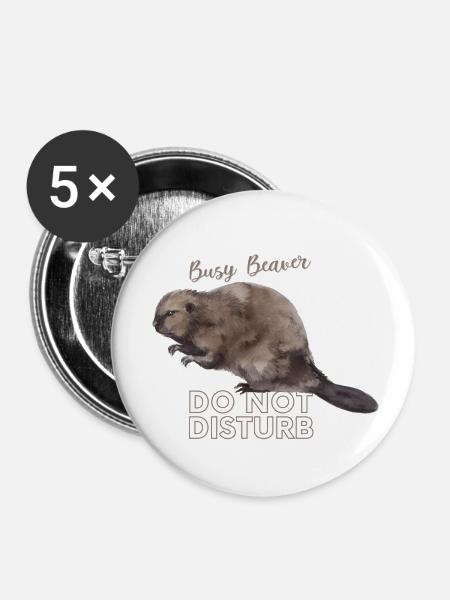 Busy Beaver - Buttons klein 25 mm (5er Pack) - Weiß