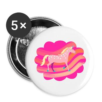 Cute, Pink, Spotted Unicorn in a Pastel Cloud - Buttons small 1''/25 mm (5-pack) - white - Front