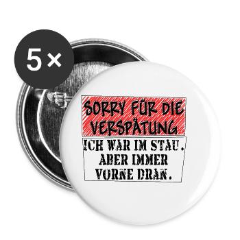 verspätung stau schwarz - Buttons klein 25 mm (5er Pack) - Weiß - Vorne
