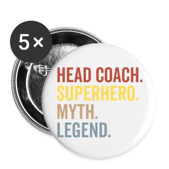Head Coach Superheld Mythos Legende - Buttons klein 25 mm (5er Pack) - Weiß - Vorne