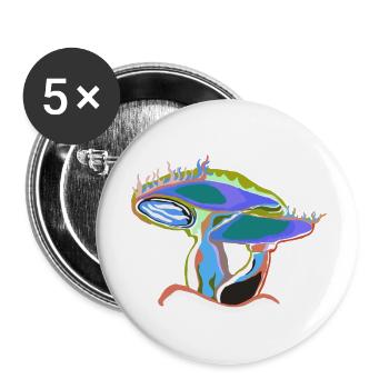 Bunter Pilztraum - Buttons klein 25 mm (5er Pack) - Weiß - Vorne