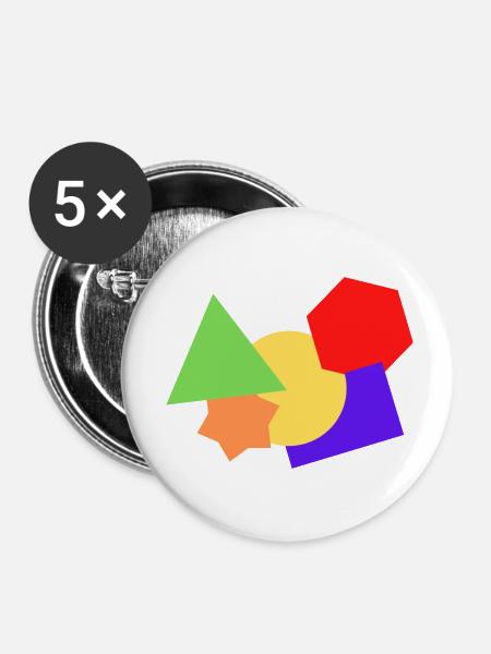 Formen bunt - Buttons klein 25 mm (5er Pack) - Weiß
