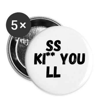 Kiss Kill you - Lot de 5 petits badges (25 mm) - blanc - Devant