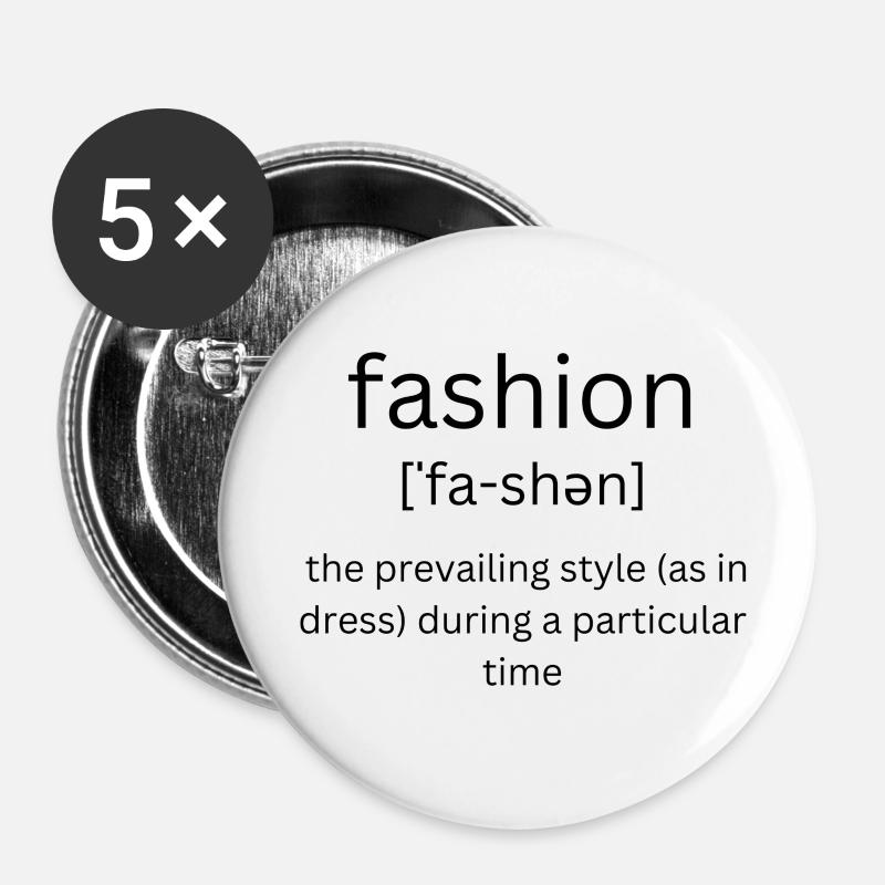 Définition de la mode - Lot de 5 petits badges (25 mm) - blanc
