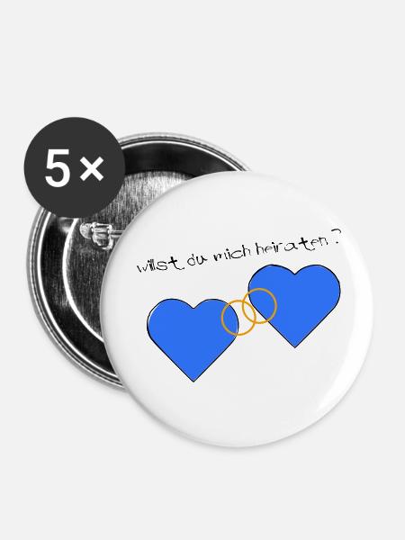 Heiratsantrag blau blau - Buttons klein 25 mm (5er Pack) - Weiß