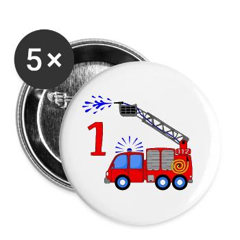 Fire engine 1 birthday children - Buttons small 1''/25 mm (5-pack) - white - Front