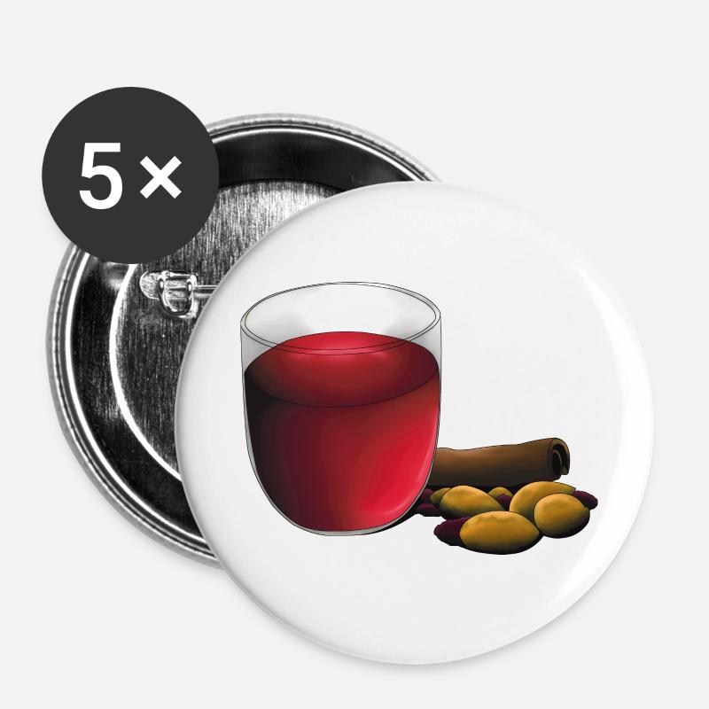 mulled wine - Buttons small 1''/25 mm (5-pack) - white