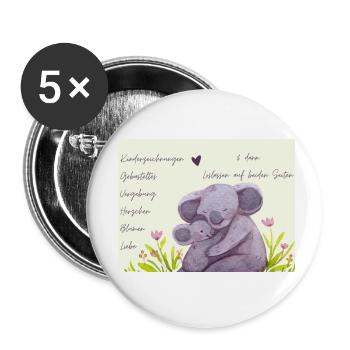 Muttertag - Buttons klein 25 mm (5er Pack) - Weiß - Vorne