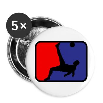Fallrückzieher Fußball Kicker Soccer WM - Buttons klein 25 mm (5er Pack) - Weiß - Vorne