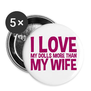 Les poupées d’amour plus que le graphisme de collection de poupées de femme - Lot de 5 petits badges (25 mm) - blanc - Devant