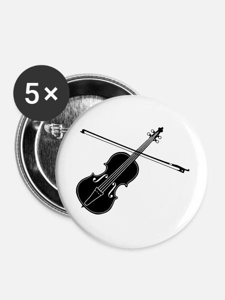 Geige - Buttons klein 25 mm (5er Pack) - Weiß