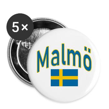 Malmö Sweden flag - Buttons small 1''/25 mm (5-pack) - white - Front