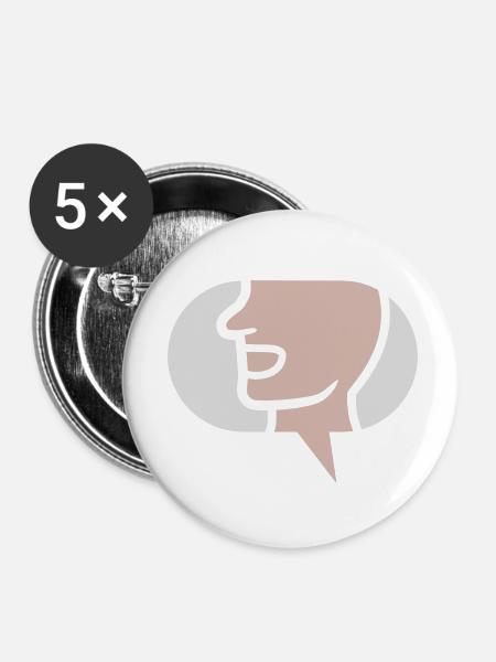 Quatschen einfaches Symbol Sprechblase - Buttons klein 25 mm (5er Pack) - Weiß
