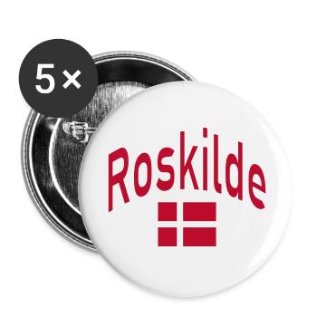 Drapeau de Roskilde Danemark - Lot de 5 petits badges (25 mm) - blanc - Devant