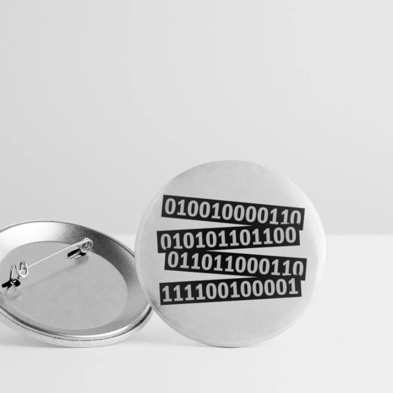 Binary Code Program Language Buttons small 1''/25 mm (5-pack)