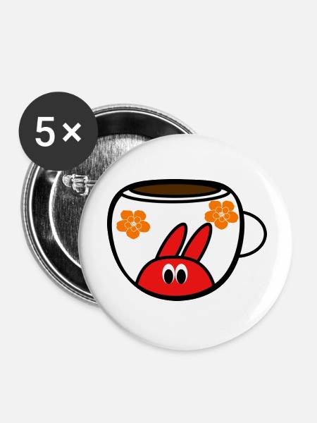 Kaffeezeit - Buttons klein 25 mm (5er Pack) - Weiß