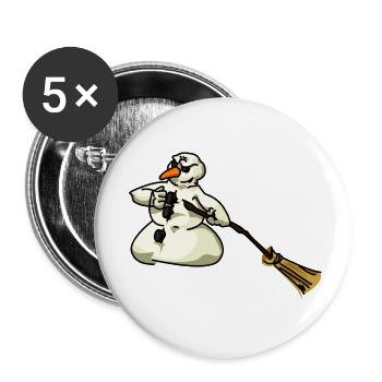 Mad Snowman - Buttons small 1''/25 mm (5-pack) - white - Front