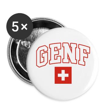 Genf schweiz flagge - Buttons klein 25 mm (5er Pack) - Weiß - Vorne