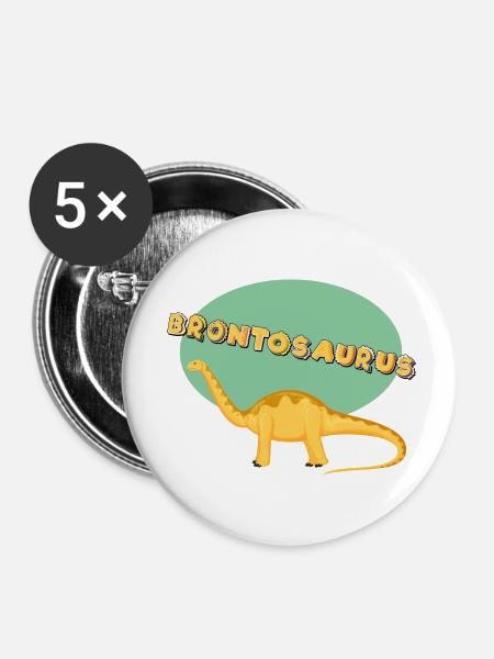 Brontosaurus - Buttons klein 25 mm (5er Pack) - Weiß