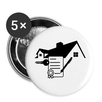 Hausvertrag unterzeichnen 1 - Buttons klein 25 mm (5er Pack) - Weiß - Vorne
