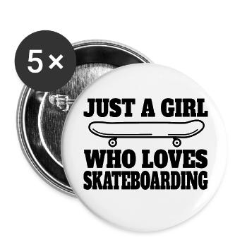 Skateboard Girls Skater Skateboarding Longboard - Buttons small 1''/25 mm (5-pack) - white - Front
