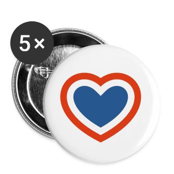 Concentric Red White and Blue Heart - Buttons small 1''/25 mm (5-pack) - white - Front