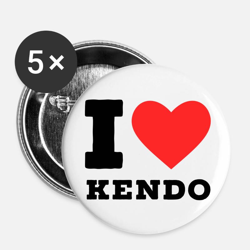 I love kendo - Buttons small 1''/25 mm (5-pack) - white