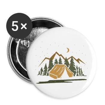 Geschenk - Camping Camper zelt - Buttons klein 25 mm (5er Pack) - Weiß - Vorne