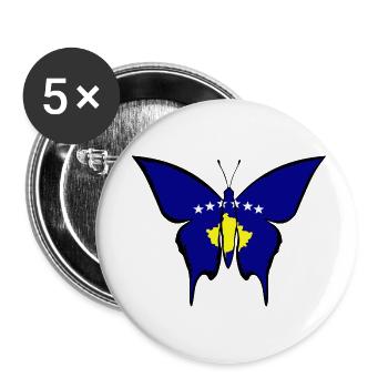 Drapeau du Kosovo papillon - Lot de 5 petits badges (25 mm) - blanc - Devant