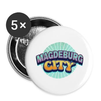 Magdebourg Allemagne Ville Police Pop Art Bande dessinée - Lot de 5 petits badges (25 mm) - blanc - Devant