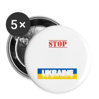 ARRÊTEZ LA GUERRE SAUVEZ L’UKRAINE - Lot de 5 petits badges (25 mm) - blanc - Devant