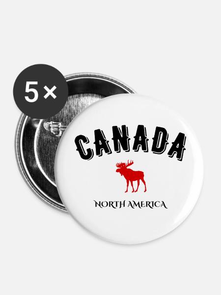 Kanada Nordamerika - Buttons klein 25 mm (5er Pack) - Weiß