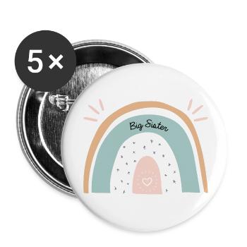 Big Sister Rainbow - Buttons small 1''/25 mm (5-pack) - white - Front