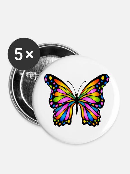 Schmetterling - Buttons klein 25 mm (5er Pack) - Weiß