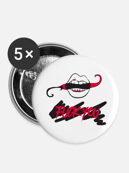 Fick dich - Buttons klein 25 mm (5er Pack) - Weiß