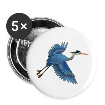 Blaureiher - Buttons klein 25 mm (5er Pack) - Weiß - Vorne