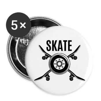 Skateboard SUP Surfen - Buttons klein 25 mm (5er Pack) - Weiß - Vorne