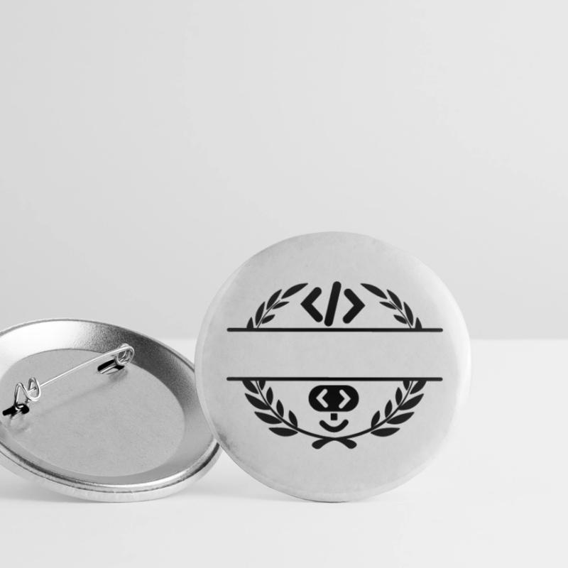 Code-Logo und Code-Smiley im Lorbeerkranz Buttons klein 25 mm (5er Pack)