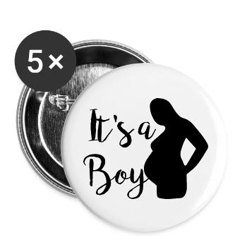 Gravidanza Baby shower Babyshower Boy Girl - Confezione da 5 spille piccole (25 mm) - bianco - Fronte
