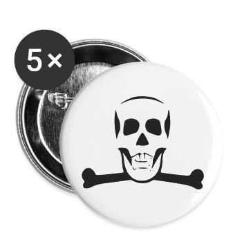 Tête de mort - Lot de 5 petits badges (25 mm) - blanc - Devant