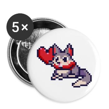 Pixelart Cat with Heart - Buttons klein 25 mm (5er Pack) - Weiß - Vorne