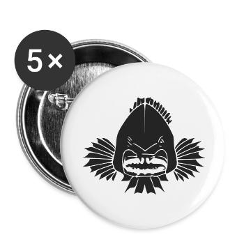 Silhouette of Pirahna - Buttons small 1''/25 mm (5-pack) - white - Front